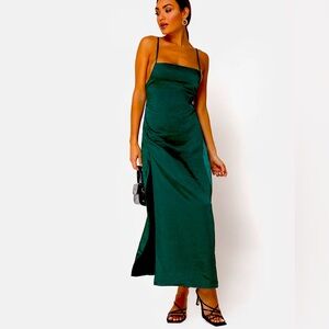 Motel Rocks Satin Bonita Dress Forest Green